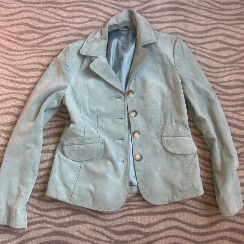 Ann Taylor Factory Women's Light Blue Suede Blazer